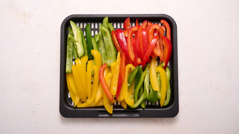 bell peppers on air fryer rack