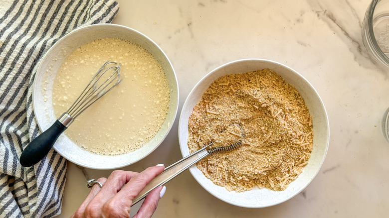 hand whisking dry mixture