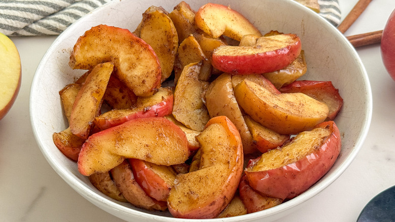 close up of cooked apples