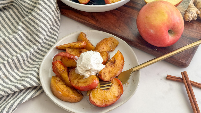 cooked apples on small plate