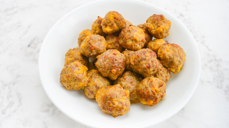 cheese sausage meatballs in pile