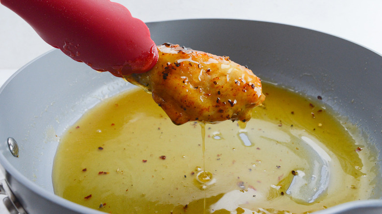 cooking chicken wing in glaze