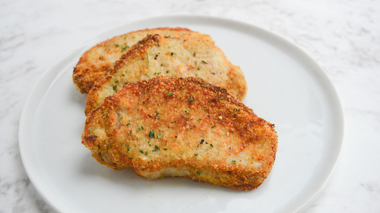 pork chops on white plate