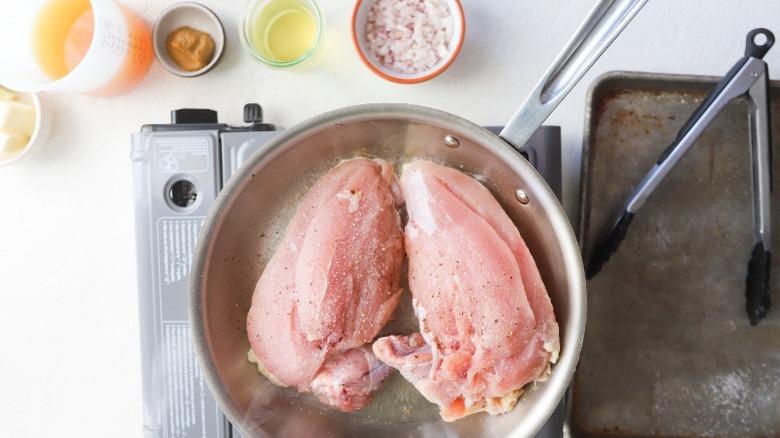 Searing airline chicken breasts