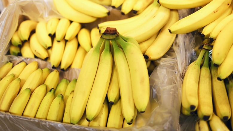 Bundles of yellow bananas