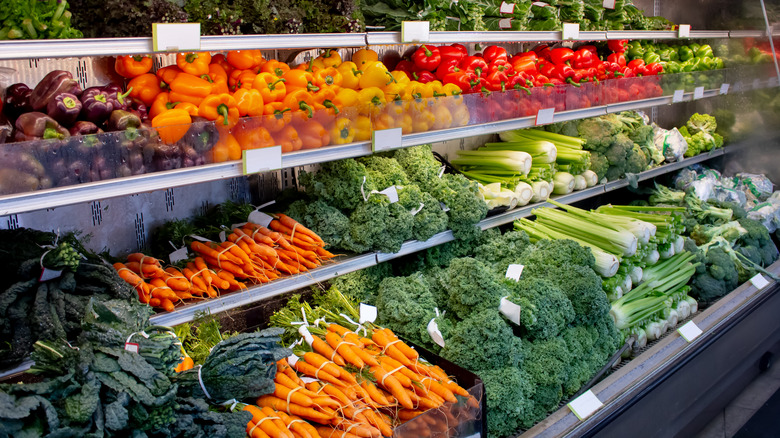 Big produce section in produce fridges