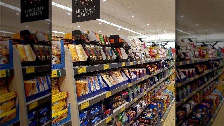 Chocolate for sale at Aldi