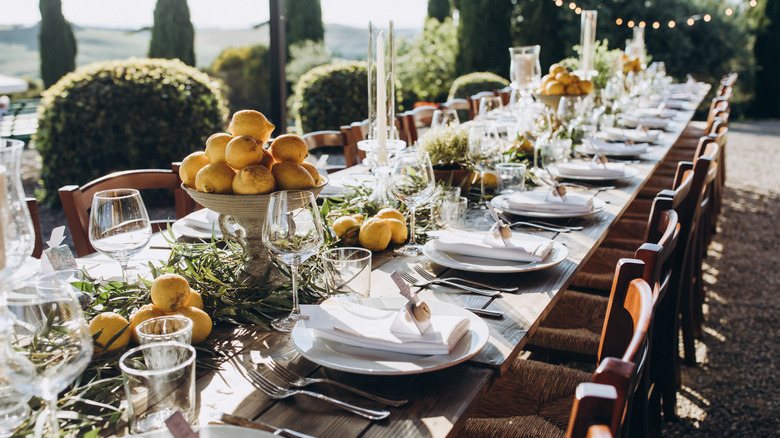 table decorated with food