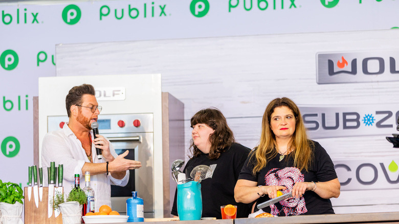 Alex Guarnaschelli doing cooking demo