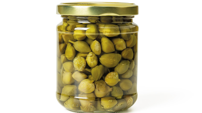 Glass jar of capers