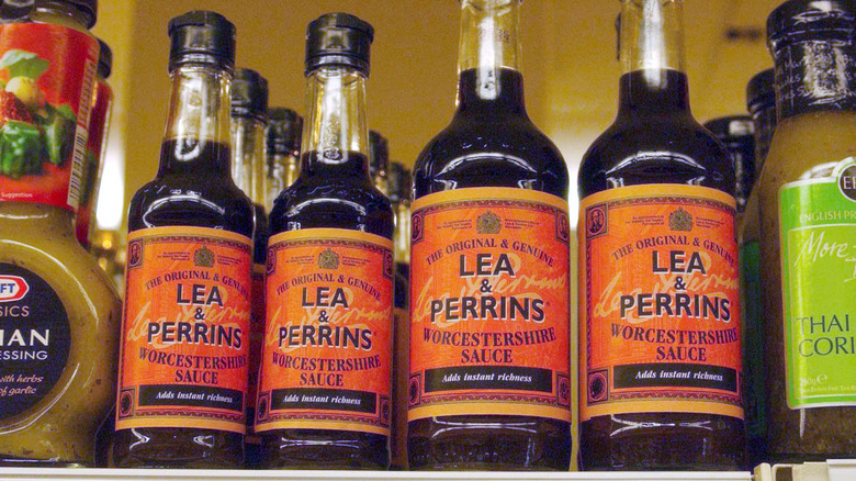 Worcestershire sauce on grocery shelf