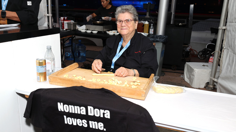 Nonna Dora cutting pasta