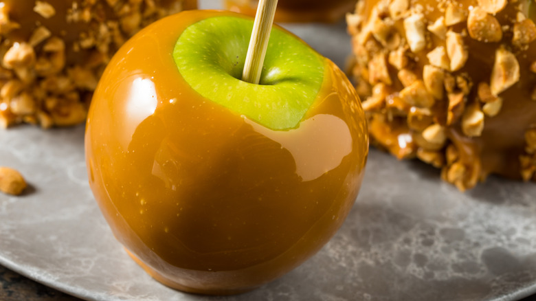 Caramel apple on a stick