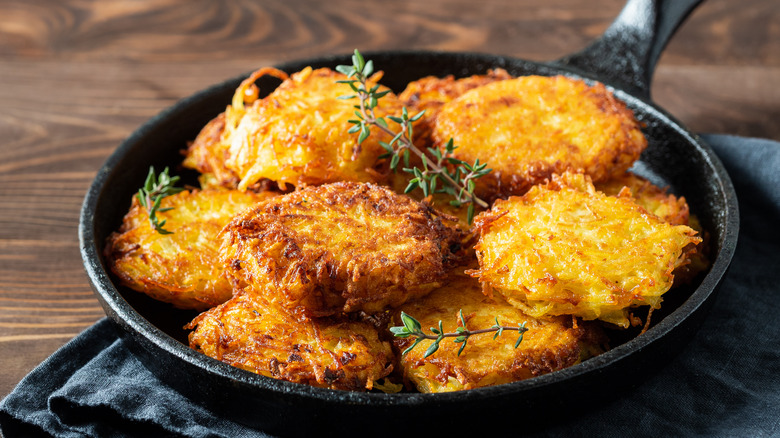 Latkes in a frying pan