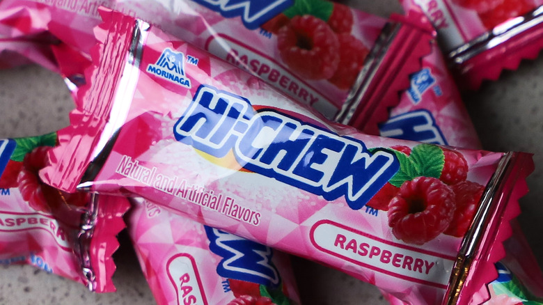 Raspberry Hi-Chew individual wrappers 