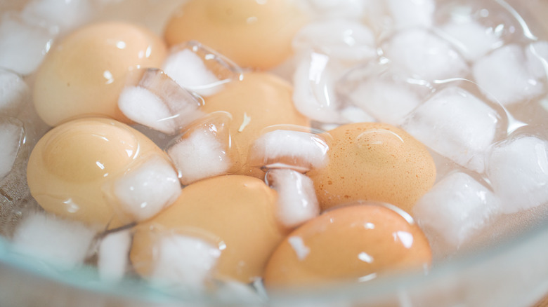 eggs in bowl of ice water