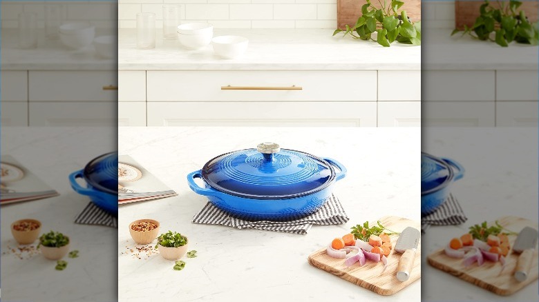 lodge enamel cast iron casserole dish