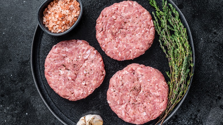 raw turkey burger patties