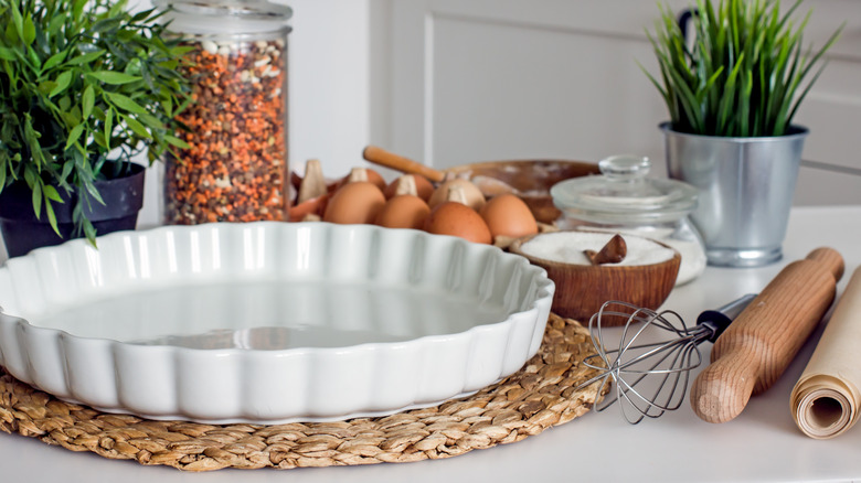 pie plate and ingredients