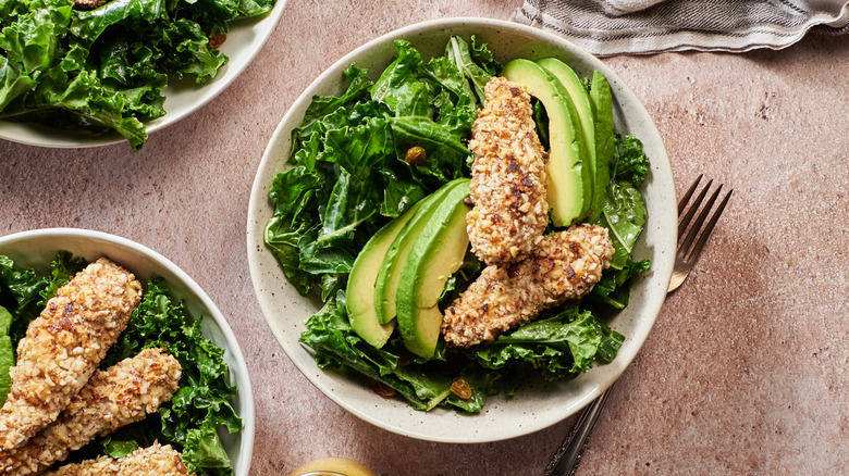 chicken on kale salad