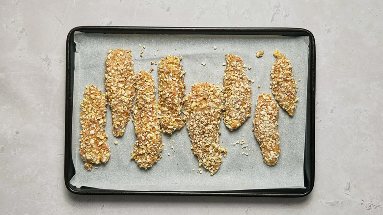 chicken on baking sheet