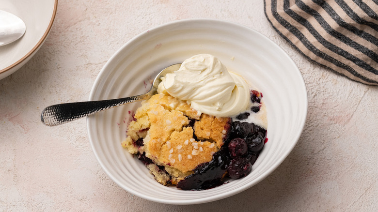 cherry cobbler on plate