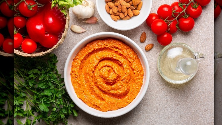 Romesco sauce with ingredients