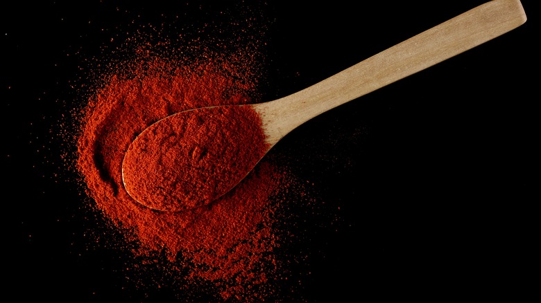 wooden spoon of paprika