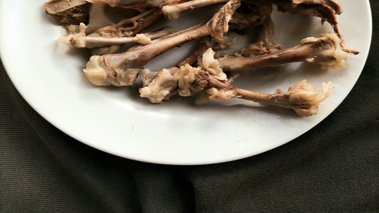 A pile of chicken bones