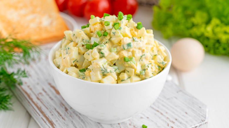 Bowl of egg salad 