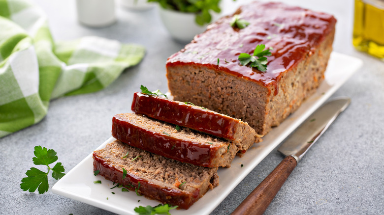 meatloaf sliced on a plate