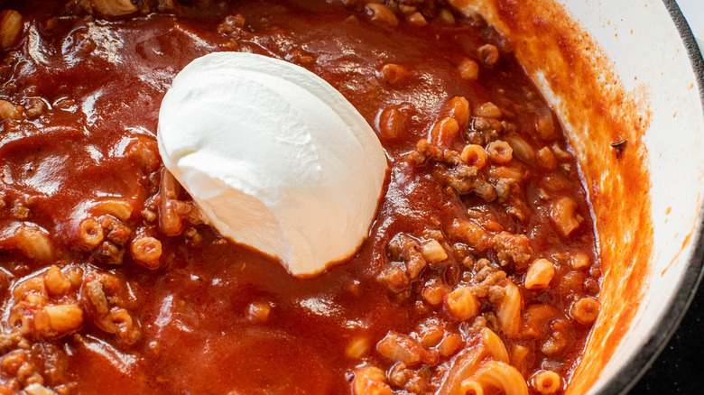 american goulash with sour cream