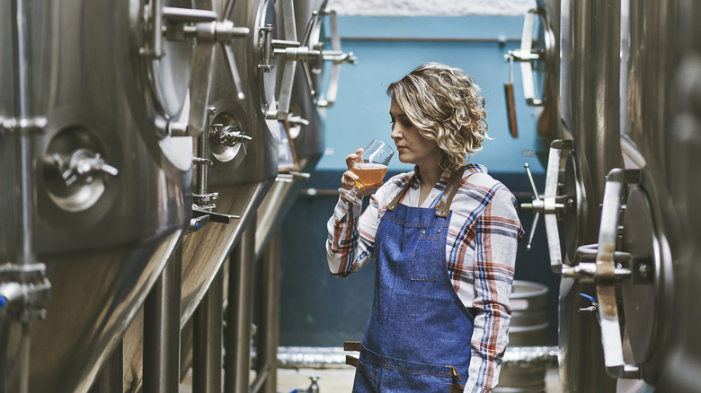 woman testing craft beer