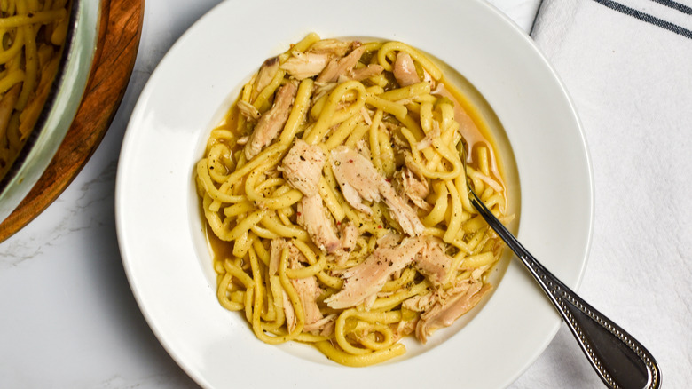 chicken and noodles on plate