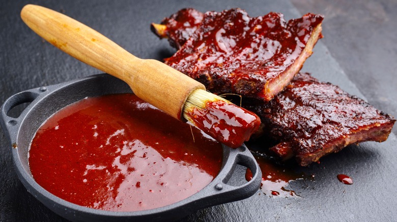 Barbecue sauce on grill