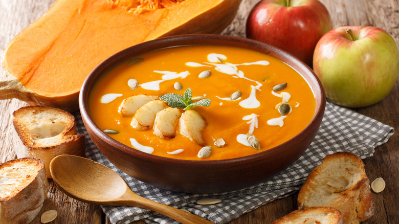 Bowl of butternut squash soup