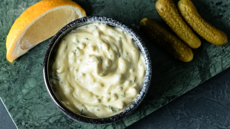 pickle mayo with cornichons and lemon