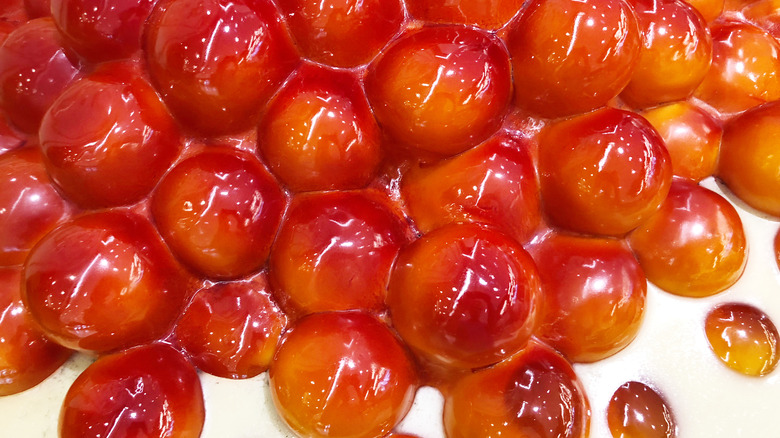 red steeped boba pearls