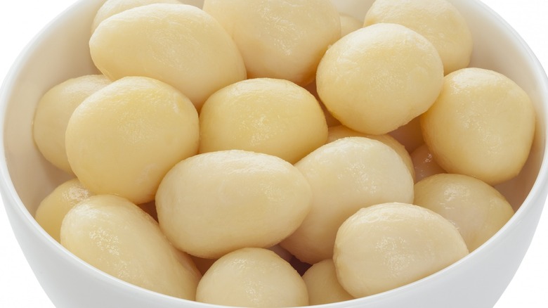 Close-up of canned potatoes in a bowl