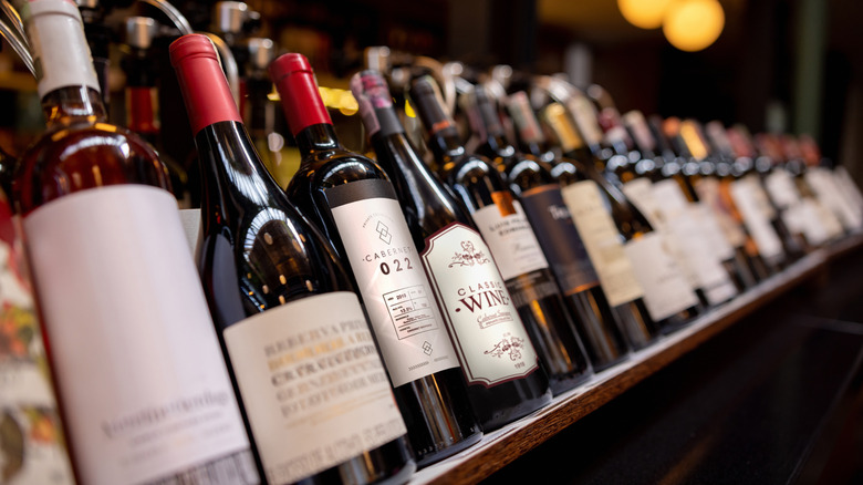 bottles of wine on display