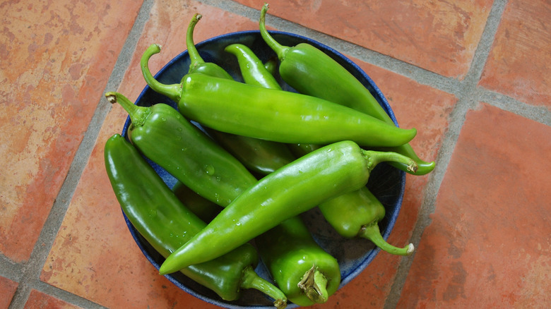 bowl of anaheim peppers