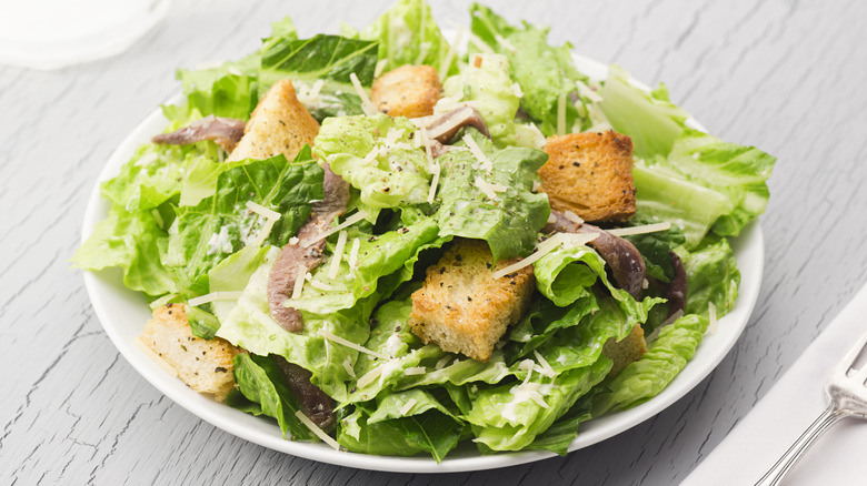 Caesar salad with anchovies