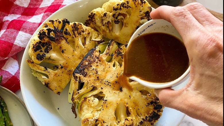 sauce and cauliflower steak