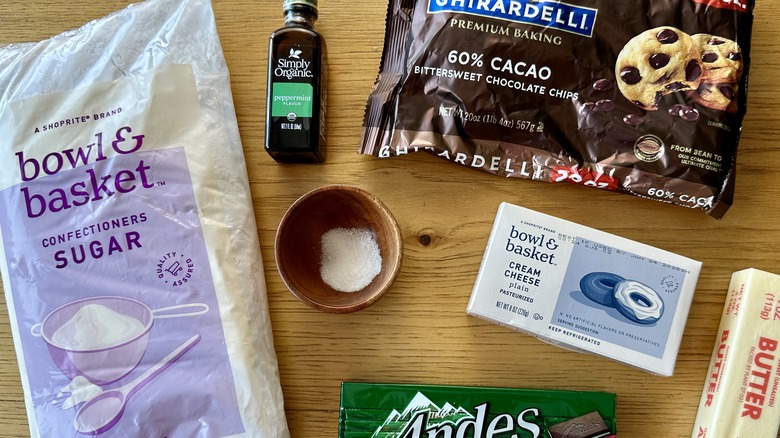 Ingredients for Andes-stuffed elevated cream cheese mints