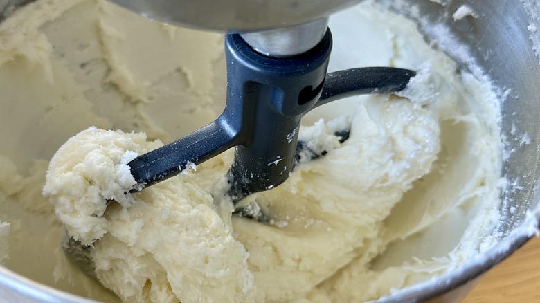 Cream cheese mint dough in a bowl