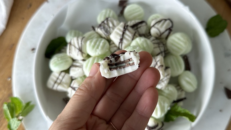 Andes-stuffed cream cheese mints center