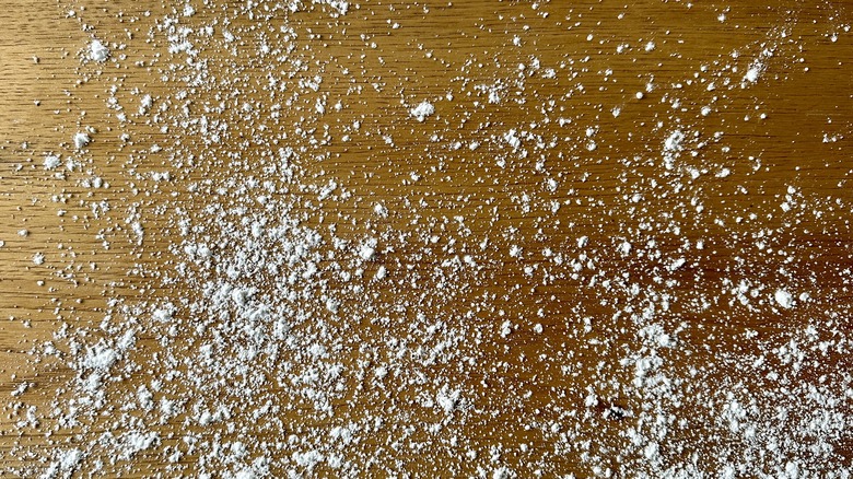 Surface dusted with powdered sugar