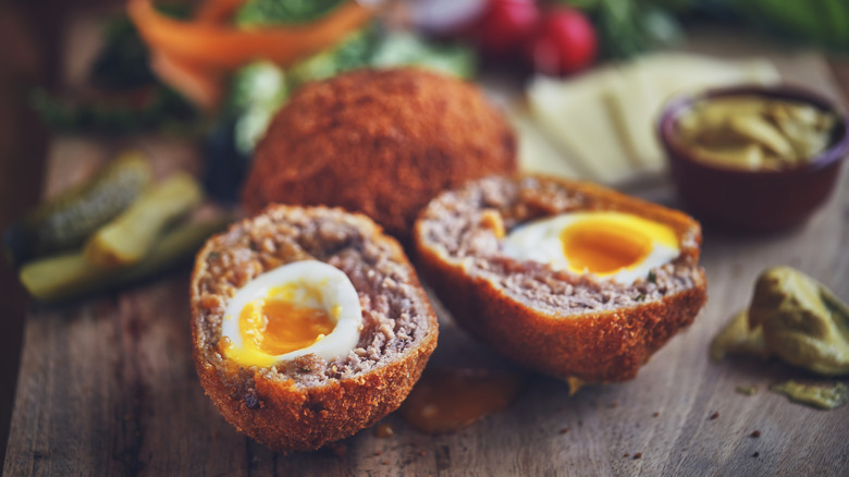 scotch egg cut in half