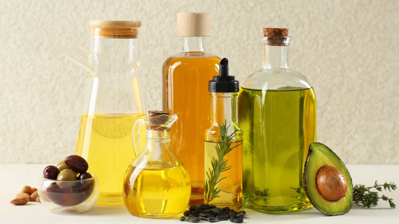 variety of cooking oil bottles