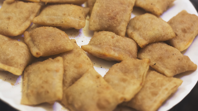 Pizza rolls on a plate